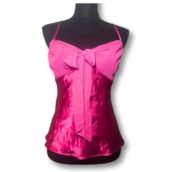 Retro Y2K Style Pink Satin Size XL 1X Fairy Whimsygoth Cami Lingerie Crop Top - Picture 1 of 4